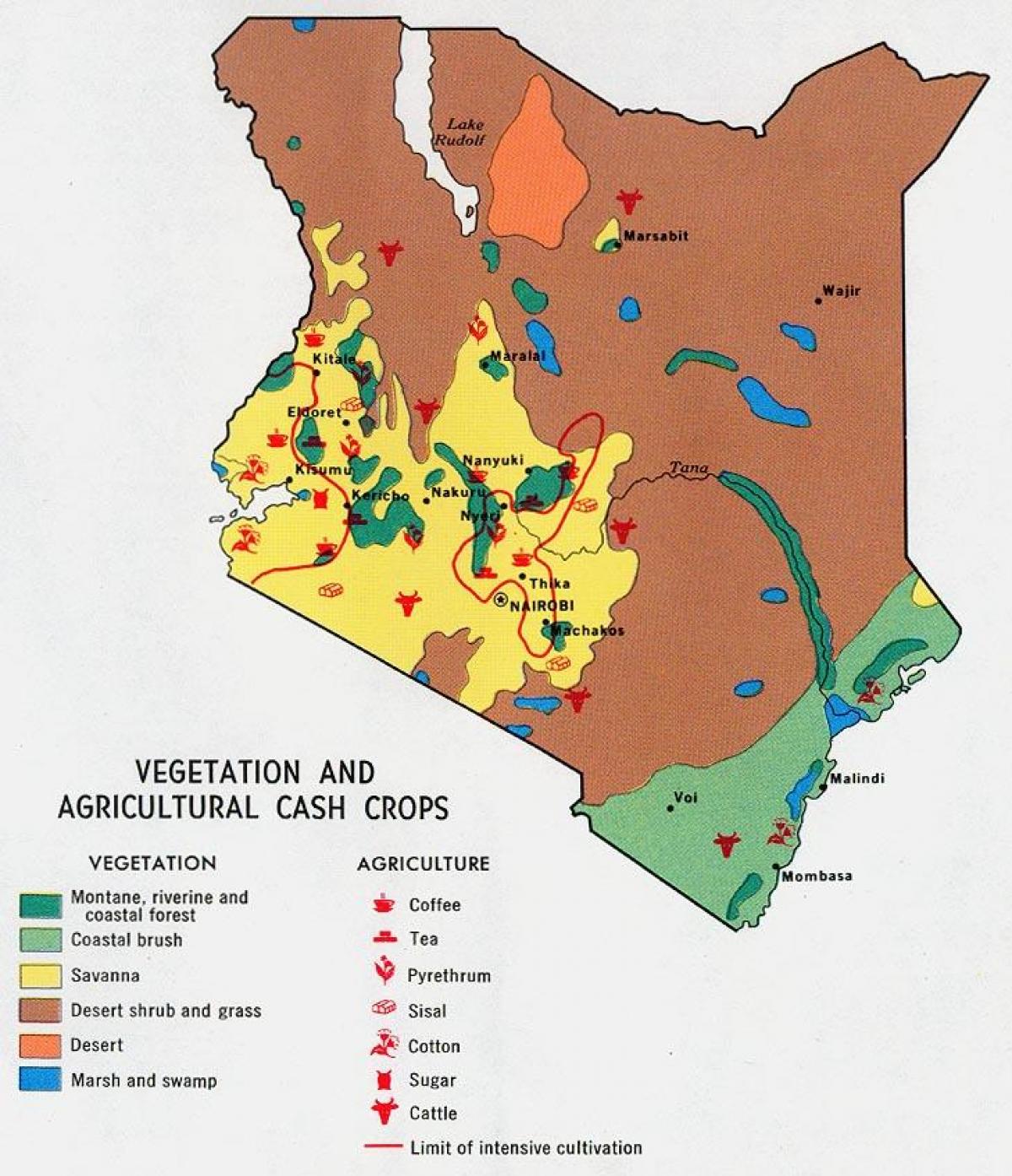 kartes Kenijas dabas resursu