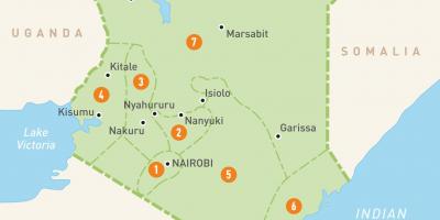 Karte Kenija rāda provinces