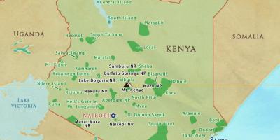 Kartes Kenijas nacionālo parku un rezerves