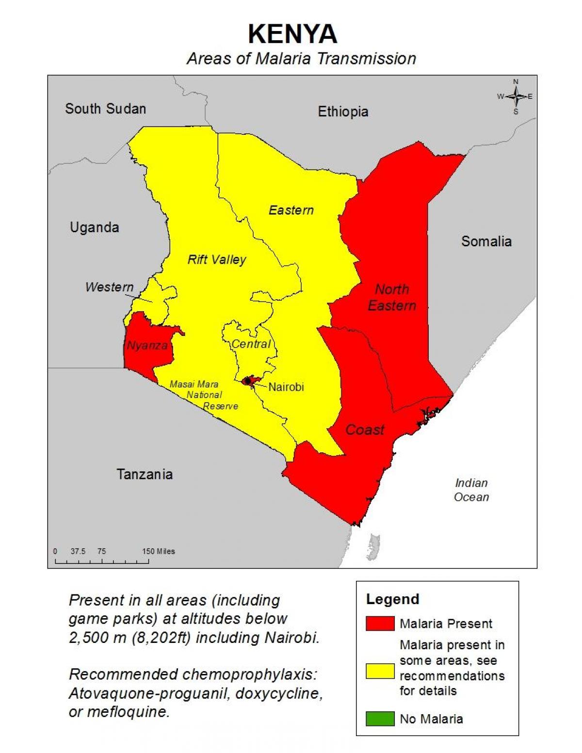 karte Kenija malāriju