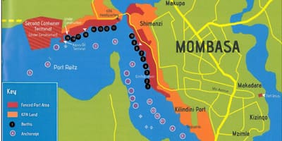 Karte mombasas Kenijā